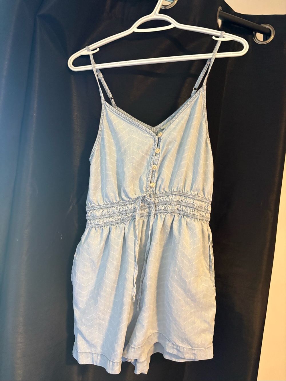 Thread & Supply Light Blue Spaghetti-Strap One-Piece Romper
